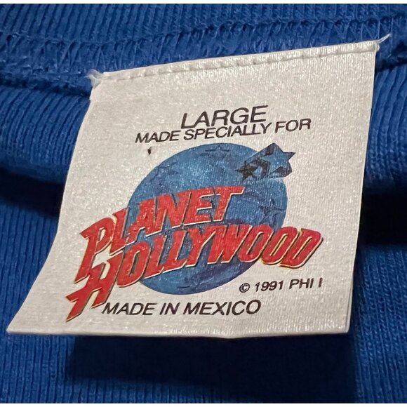 Planet Hollywood  Vintage 1991 Key West Baby Tee Sz Large Womens Royal Blue - Picture 4 of 7